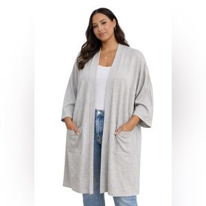 Donni (sold at Revolve) Ribbed Gray Open Cardigan Sweater Coat – OSFA Plus (NWT)